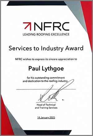 Paul Lythgoe award from NFRC